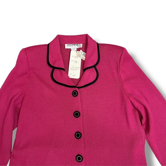 VTG 90s Eric Steven knit 2 piece skirt suit pink black professional NWT - Picture 3 of 8